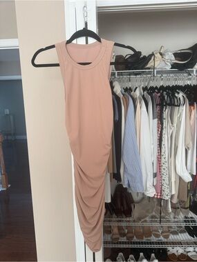 T.J.Maxx Sleeveless Ruched Midi Dress in Dusty Rose